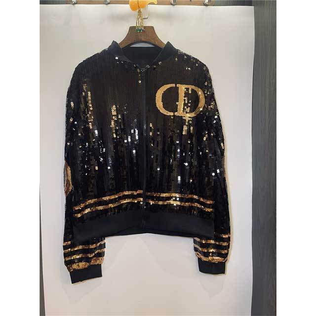 Sequin Zipper Long Sleeve Jacket