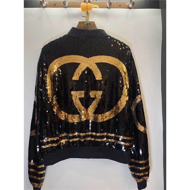 Sequin Zipper Long Sleeve Jacket