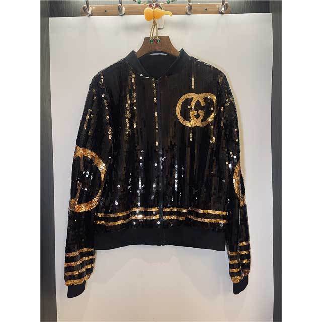 Sequin Zipper Long Sleeve Jacket