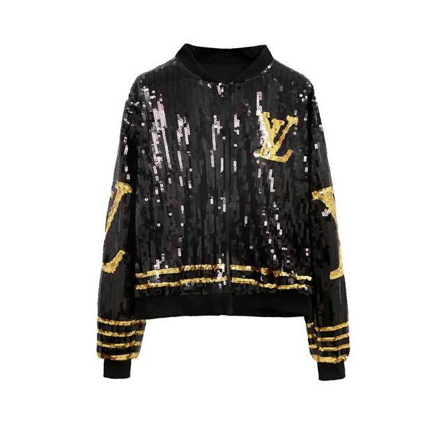 Sequin Zipper Long Sleeve Jacket