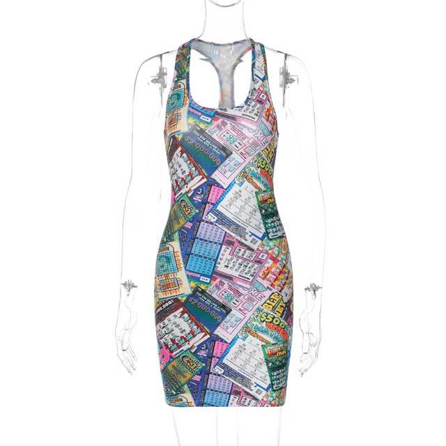 Printed Sleeveless Bodycon Dress