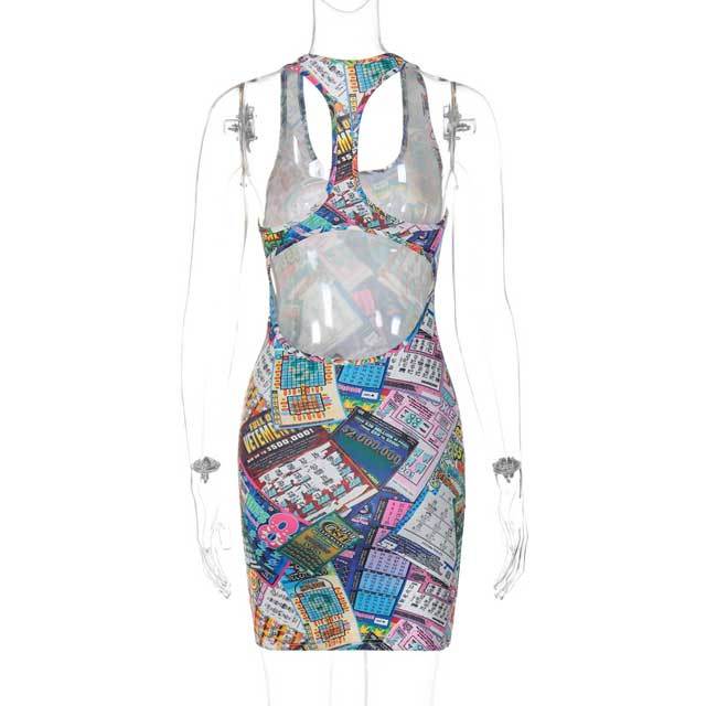 Printed Sleeveless Bodycon Dress