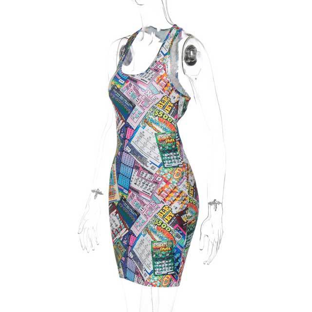 Printed Sleeveless Bodycon Dress