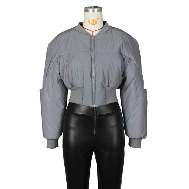 Reflective Zipper Puffer Coat