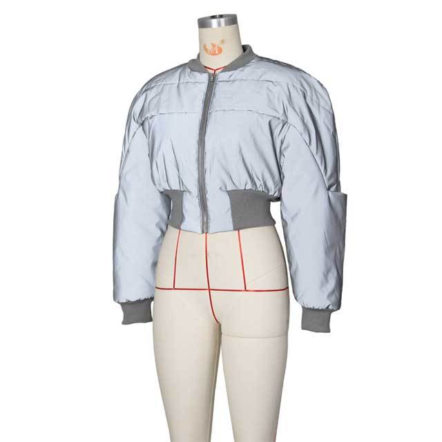 Reflective Zipper Puffer Coat