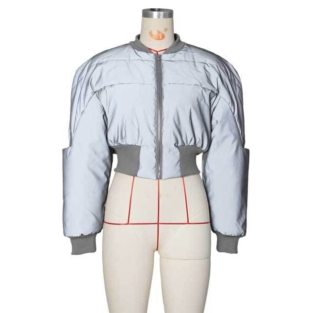 Reflective Zipper Puffer Coat