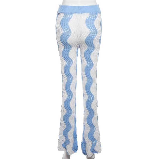 Knit Striped High Waist Pants