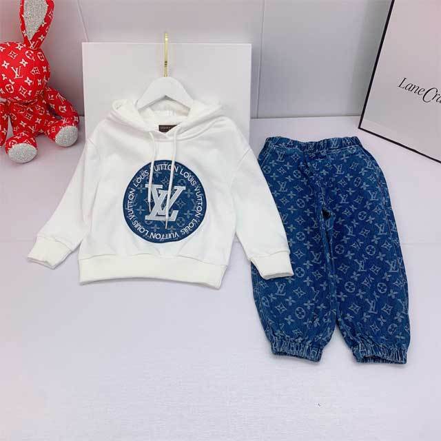 Children Hooded Top Denim Pants Set