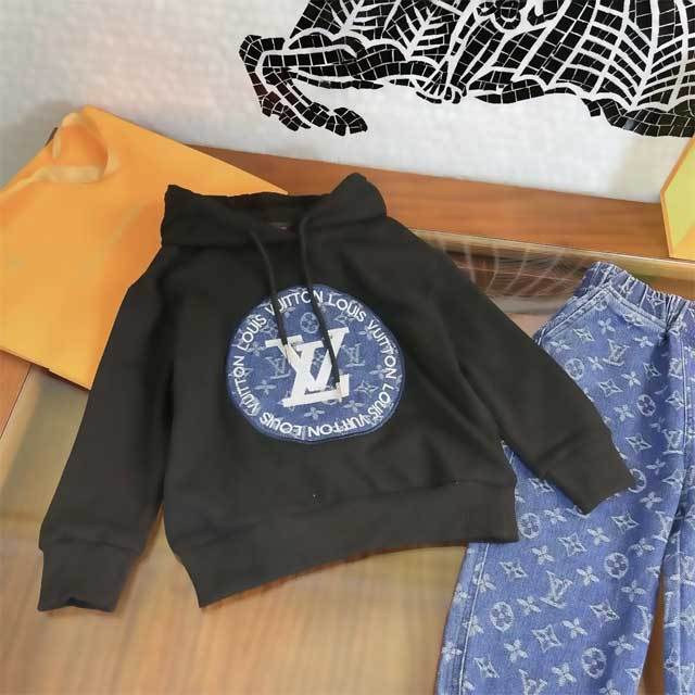 Children Hooded Top Denim Pants Set