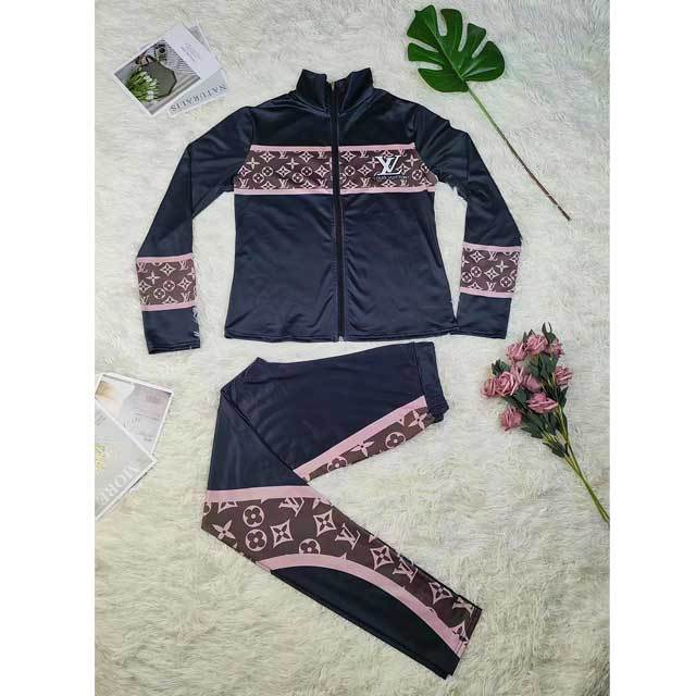 Printed Long Sleeve Zipper Top Jogging Pants Set