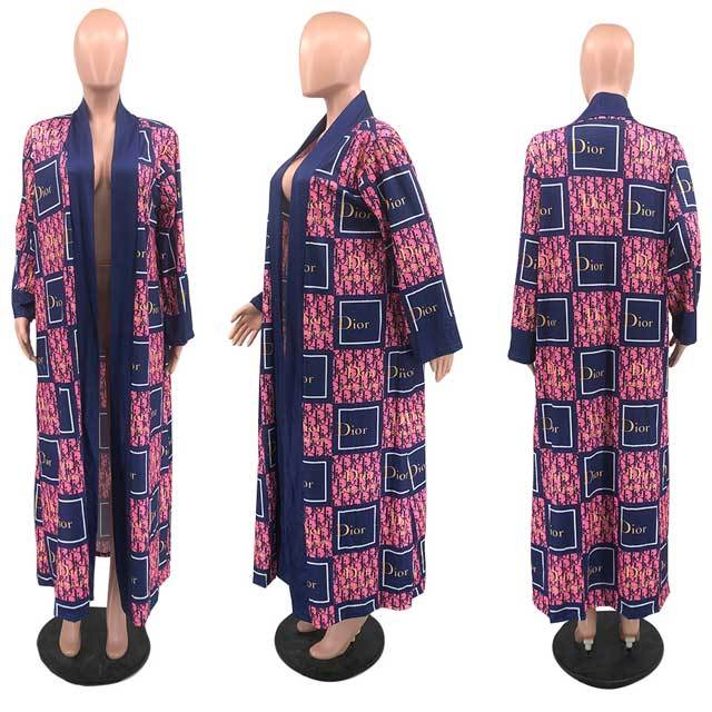 Printed Long Sleeve Cape Coat