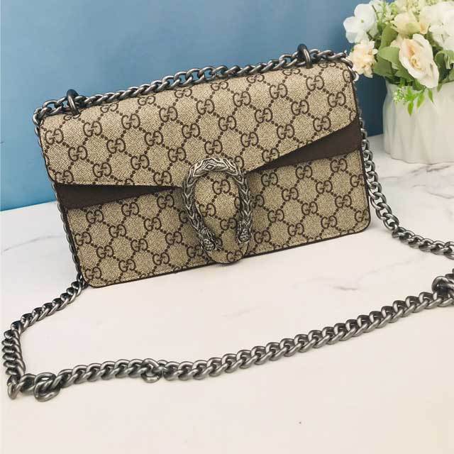 Printed Chained Crossbody Bag
