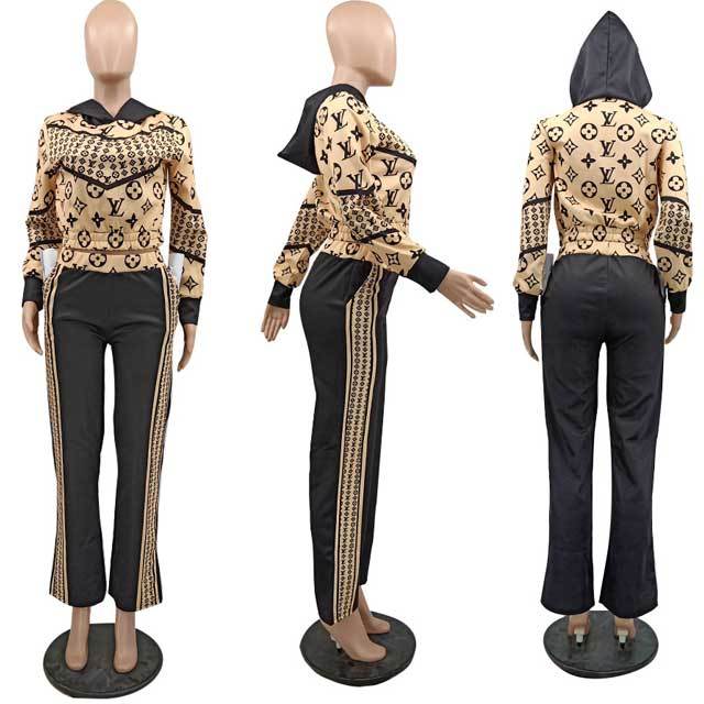 Printed Hooded Top Casual Pants Set