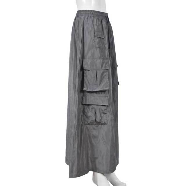 Multi Pockets Slit Cargo Skirt