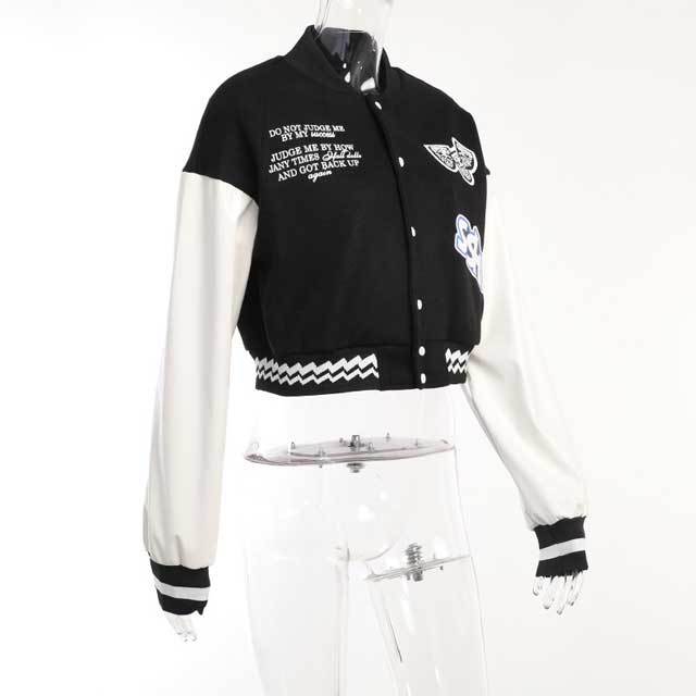 Embroidery Color Block Baseball Jacket