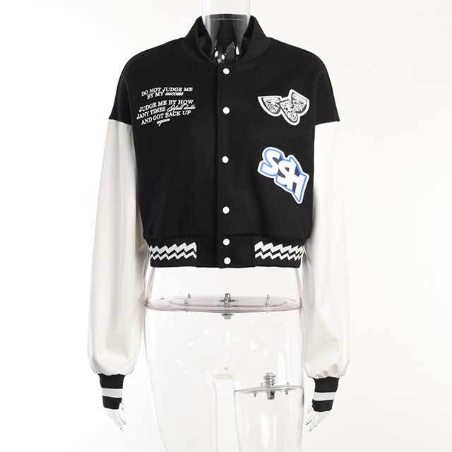 Embroidery Color Block Baseball Jacket