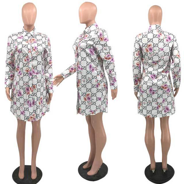 Printed Casual Shirt Dress
