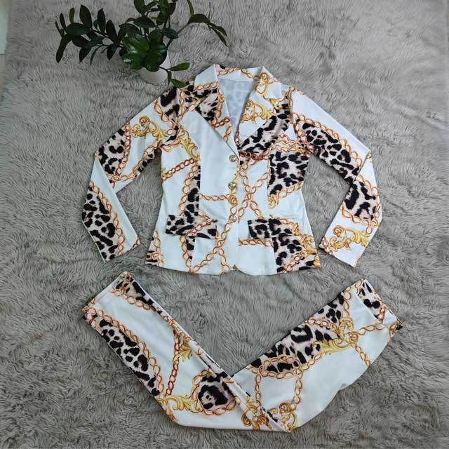 Printed Shirt Top Casual Pants Set