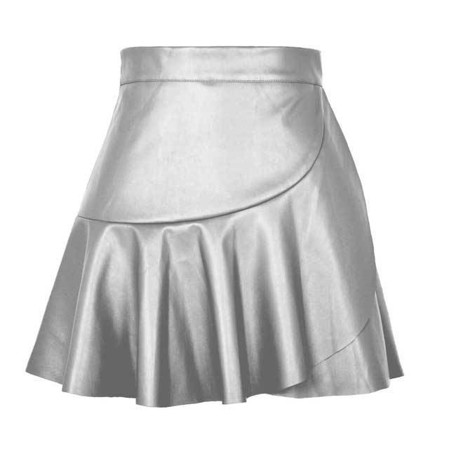 Leather High Waist Ruffle Skirt