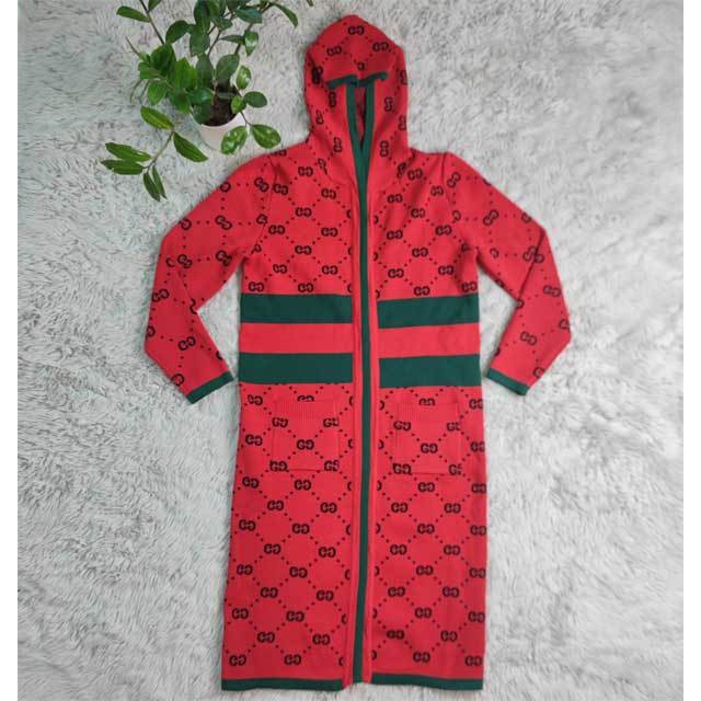 Knit Striped Hooded Cardigan Coat