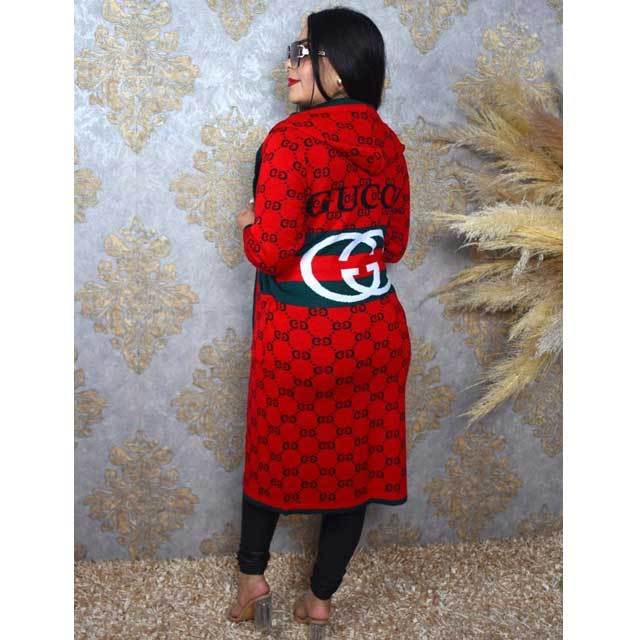 Knit Striped Hooded Cardigan Coat