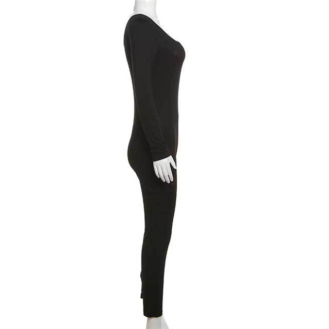 Ribbed Long Sleeve Fitness Jumpsuit