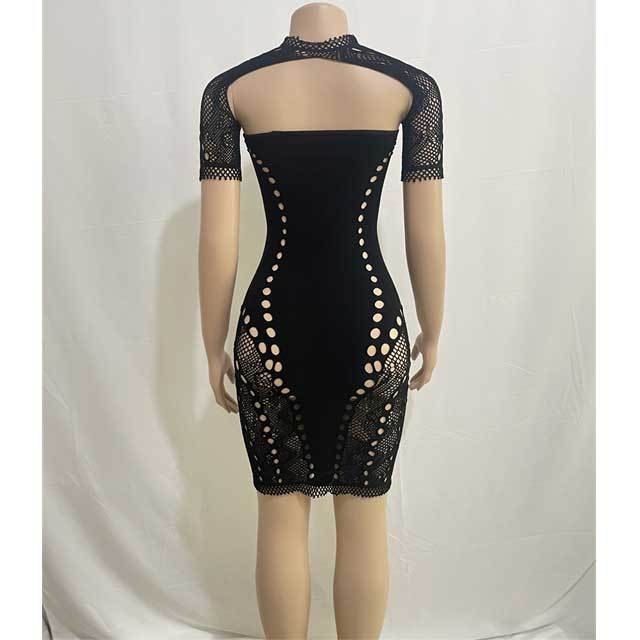 Hollow Out Short Sleeve Lingerie Dress