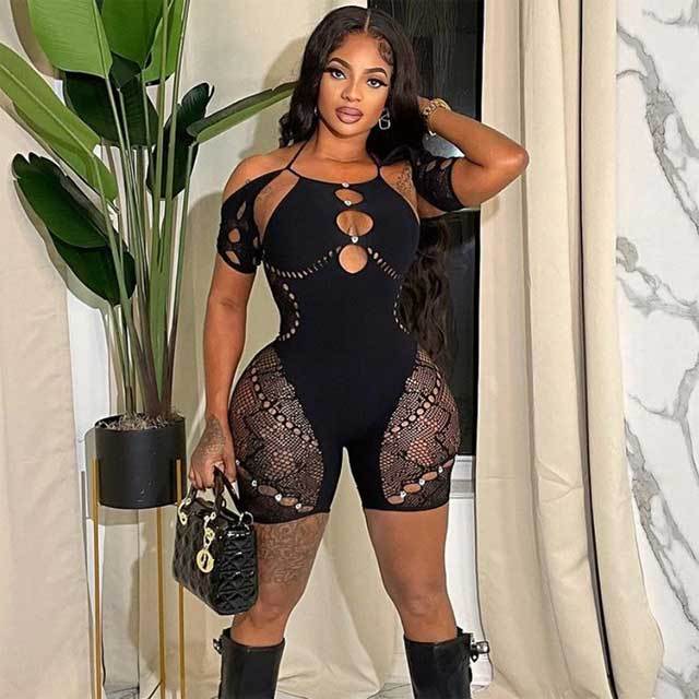 Hollow Out Halter Lingerie Romper