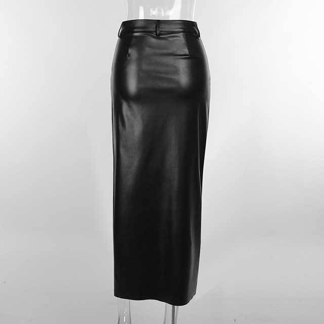 Leather Slit Maxi Skirt