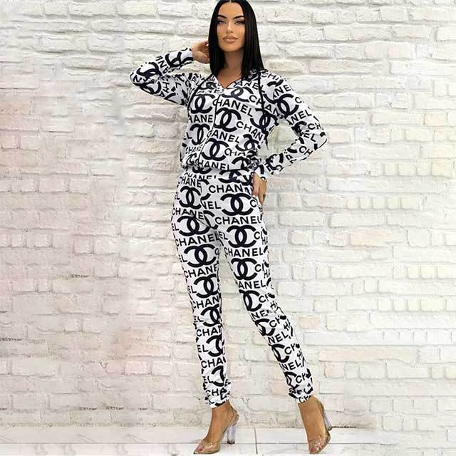 Letter Printed Hooded Jogging Pant Set