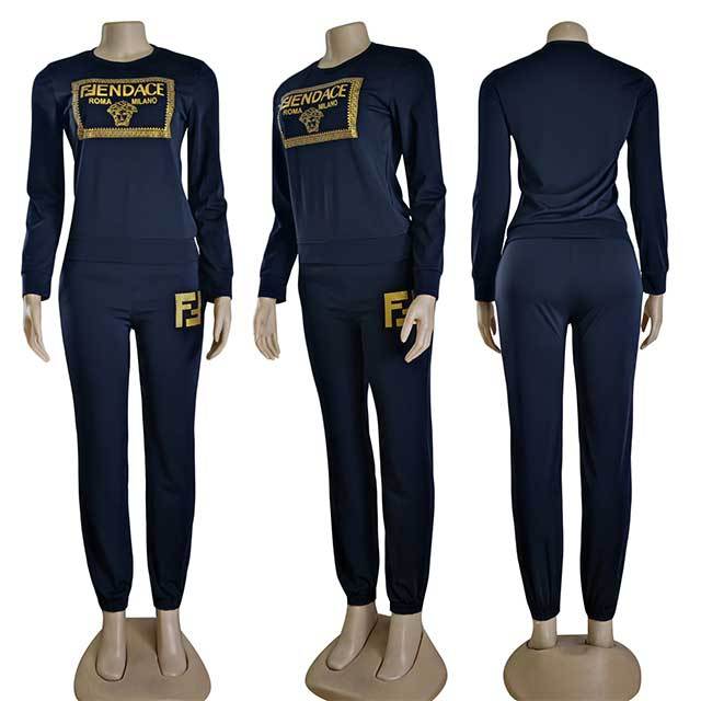 Casual O Neck Long Sleeve Two Pieces Pants Set