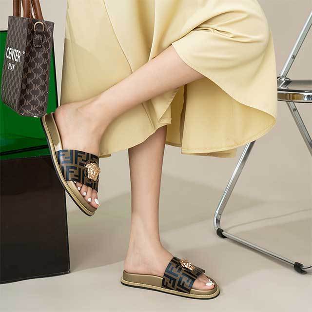 Casual Style Open Toe Letters Design Flat Slides