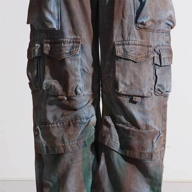 Multi Pockets Denim Graffiti Cargo Jeans