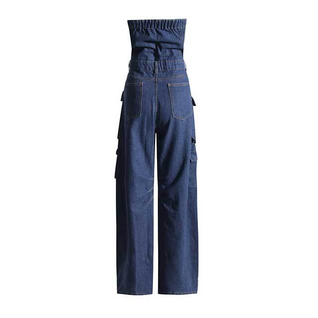 Multi Pockets Denim Cargo Jumpsuit