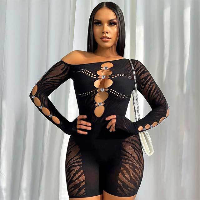 Hollow Out Lace Lingerie Romper