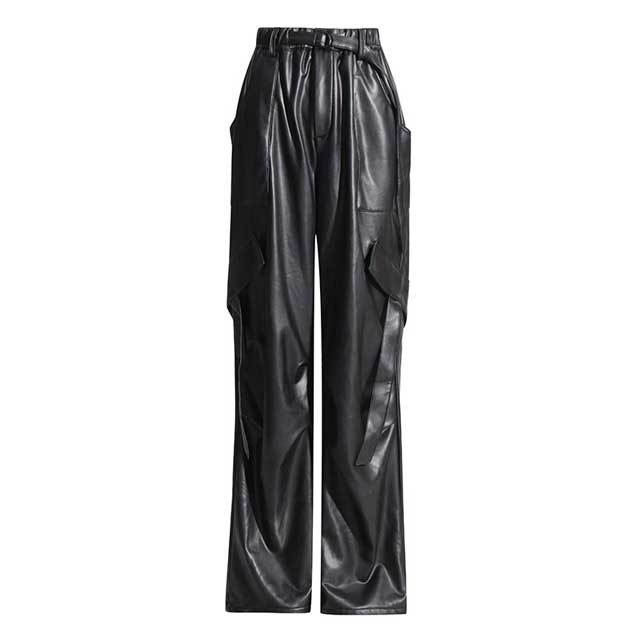 Leather Casual Cargo Pants
