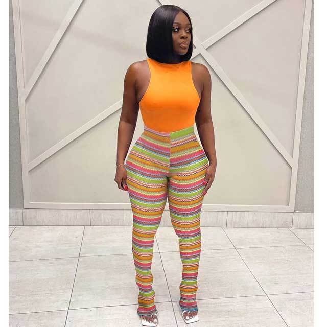 Knit Striped Bell Pants