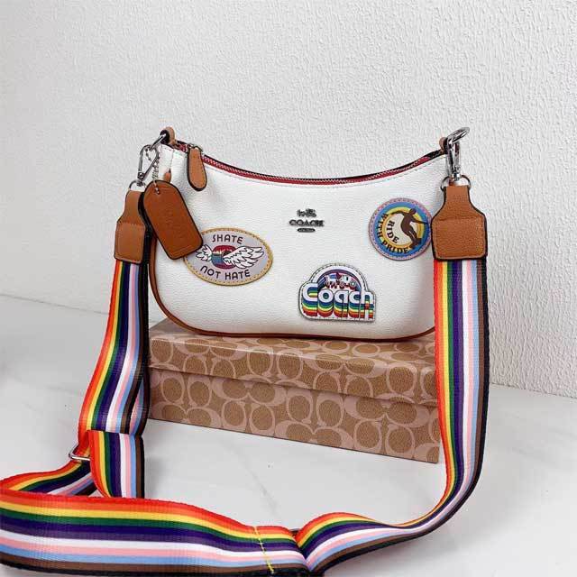 Rainbow Strap Leather Crossbody Bag