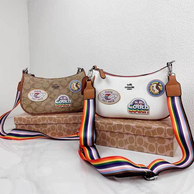 Rainbow Strap Leather Crossbody Bag