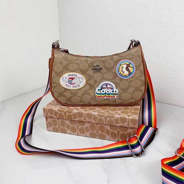 Rainbow Strap Leather Crossbody Bag