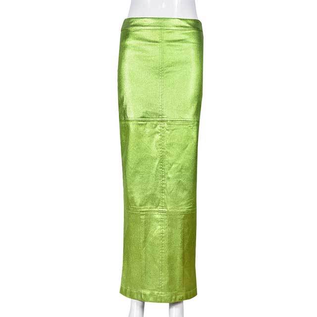 Leather Slit Maxi Skirt