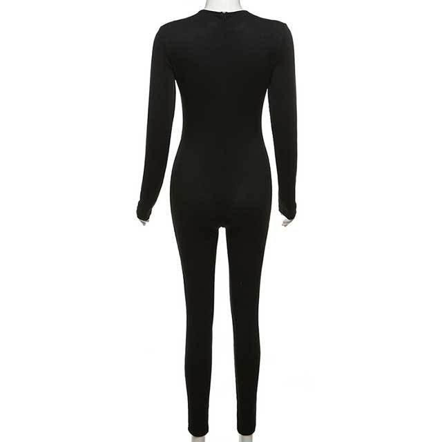 Ribbed Long Sleeve Fitness Jumpsuit