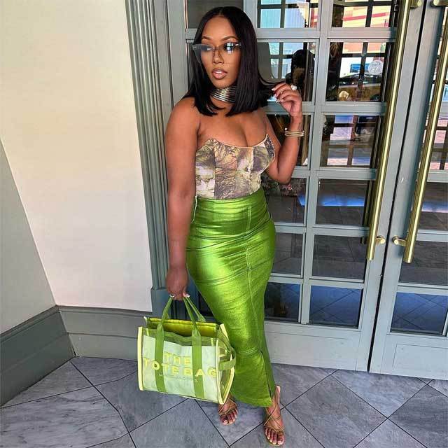 Leather Slit Maxi Skirt