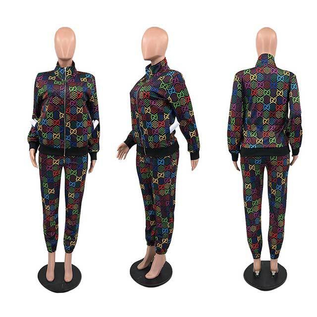 Autumn & Winter Style Colorful Printed Pant Set