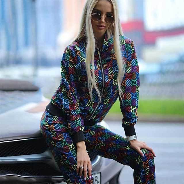 Autumn & Winter Style Colorful Printed Pant Set