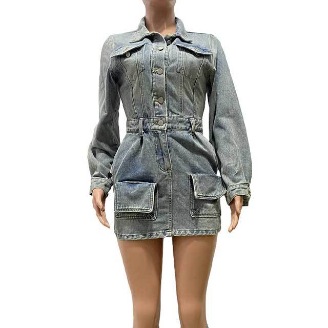 Denim Button Cargo Dress