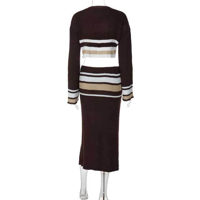 Knit Striped Skirt Set