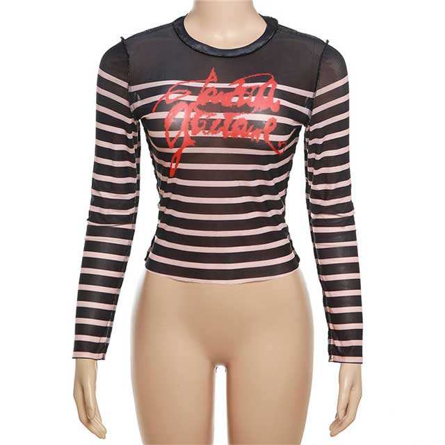 Spliced Mesh Long Sleeve Tee - White