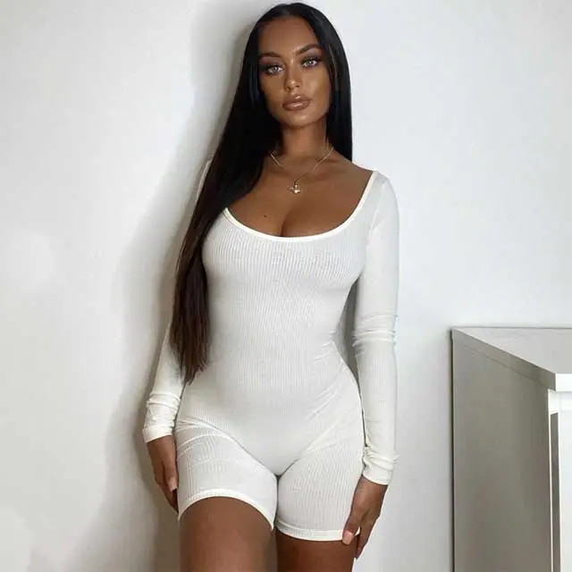 Ribbed Long Sleeve Romper