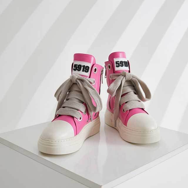 Big Lace-Up Leather Casual Sneakers